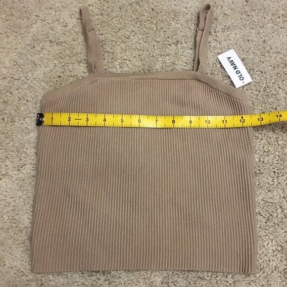 NWT Old Navy Beige Ribbed Square Neck Cropped Cami - Picture 9 of 11